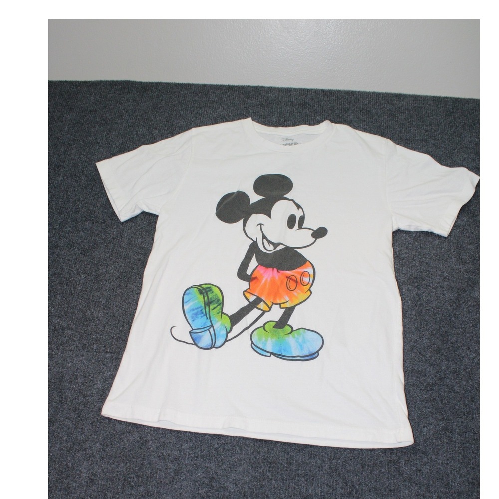 Disney Mickey Mouse White Tie Dye Graphic T-Shirt Mens Large TR7433